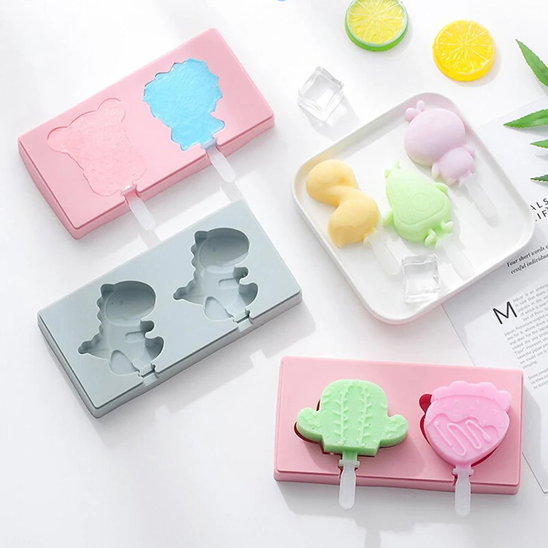 

Silicone Popsicle Mold Animal Fruit Shape Ice Cake Pop Mold With Lid Popsicle Sticks BPA Free Ice Cream Mold For Kids