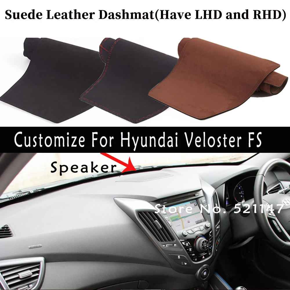 

Accessories Suede Leather Dashmat Dashboard Cover Pad Dash Mat Carpet For Hyundai Veloster FS 2011-2017 2012 2013 2014 2015