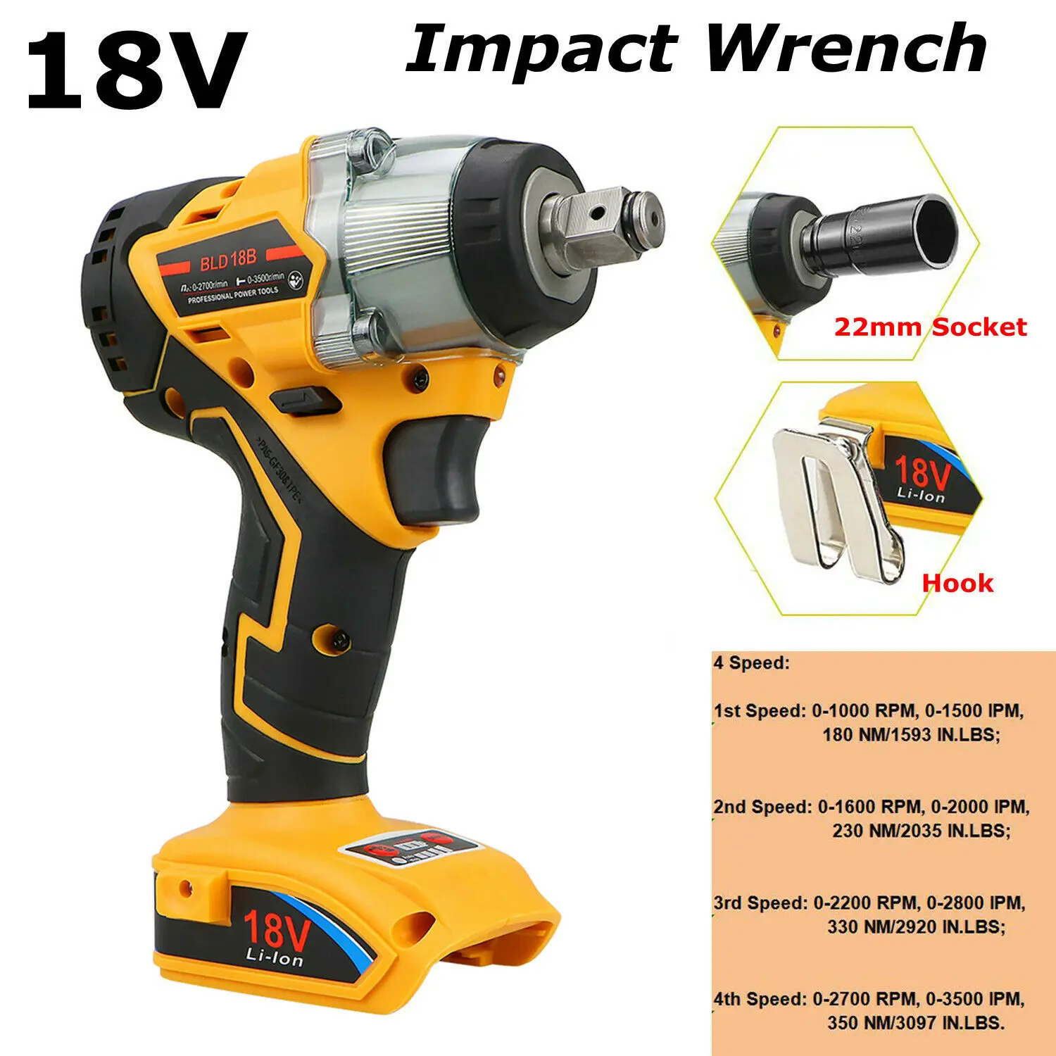 

Замена для Dewalt 18V XR Li-Ion 1/2 "4 скорости нм Беспроводная бесщеточная Ударная дрель
