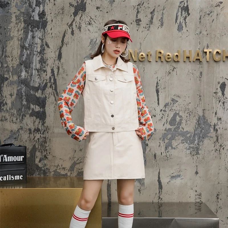 

Women Autumn Winter New Genuine Leather Sleeveless Short Slim Jacket Fashion Sheepskin Real Leather Single Breasted Casual Coat