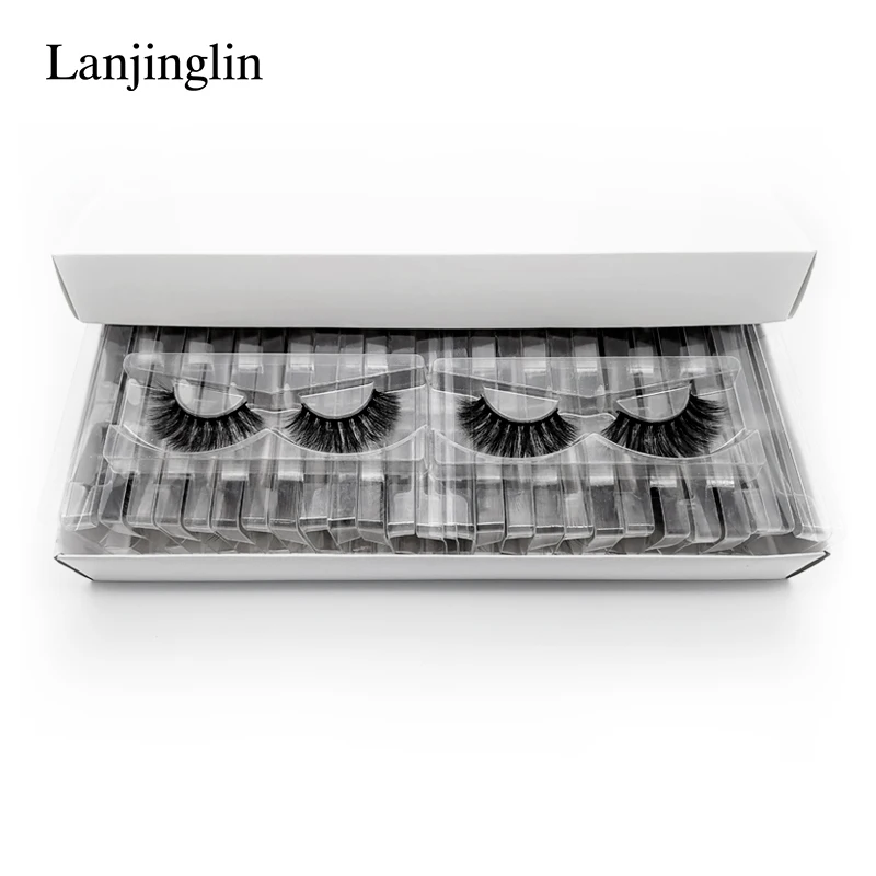 LANJINGLIN 10/20/30/40/100 пар норковых ресниц оптом натуральные длинные накладные ресницы