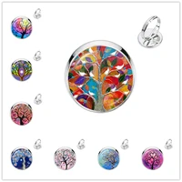 tree of life simple style ring glass cabochon dome jewelry rings diy paintings life tree art charm gift for women mens gift