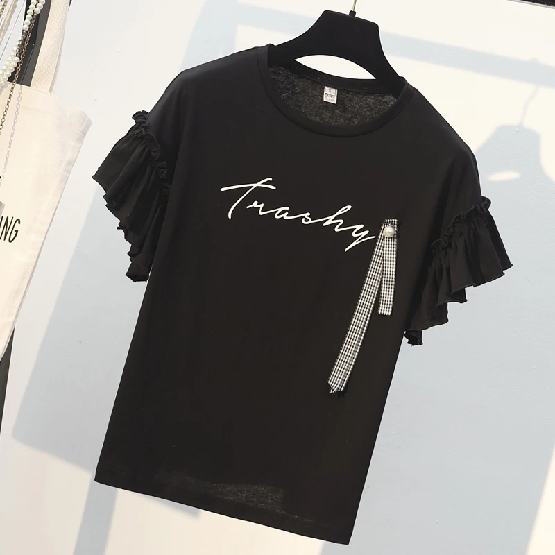 Большой размер корейский комплект из двух предметов для женщин 2020 летние топы с