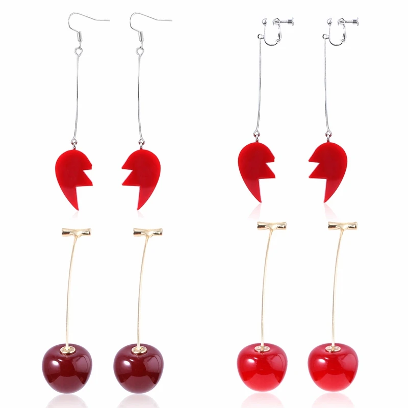 

Japanese anime JoJo Bizarre Adventure Jean Pierre Polnareff Broken heart-shaped combinable cherry cosplay earring ear clip