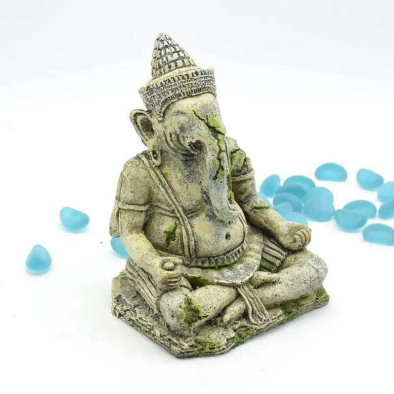 Resin Seated Elephant God Imitaion Aquarium Fish Tank Decor Landscaping Ornament Decoration Vintage A | Дом и сад