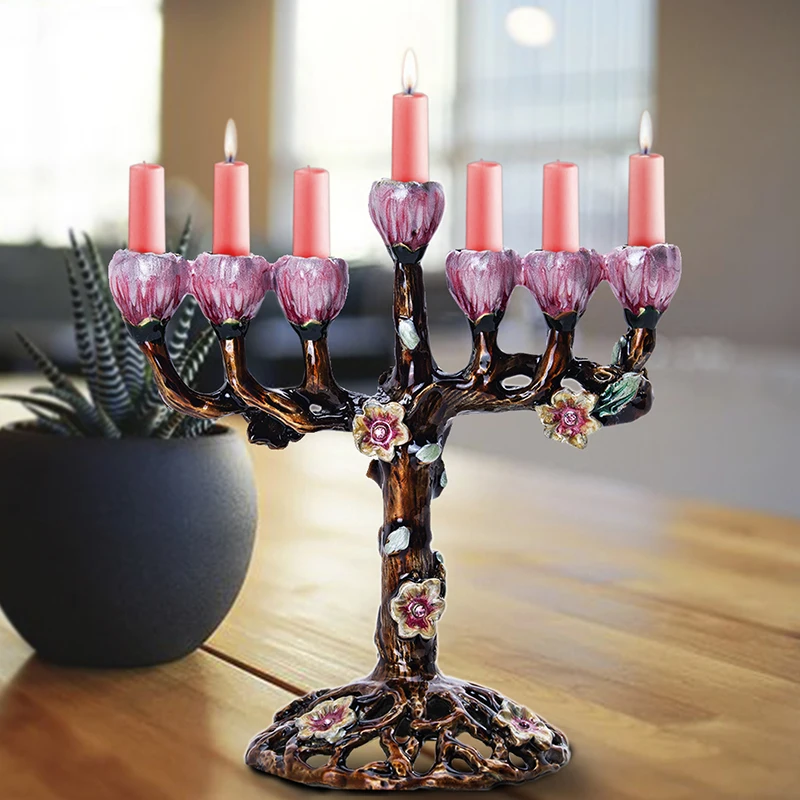 H& D 5 стилей Иудейская Менора Античная коллекция Hanukkah Menorah Статуэтка ручная роспись подсвечник держатель для дома вечерние украшения подарок