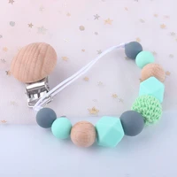 baby wood beaded pacifier clip silicone chain nipple holder candy colors anti chain drop baby stuff baby gift