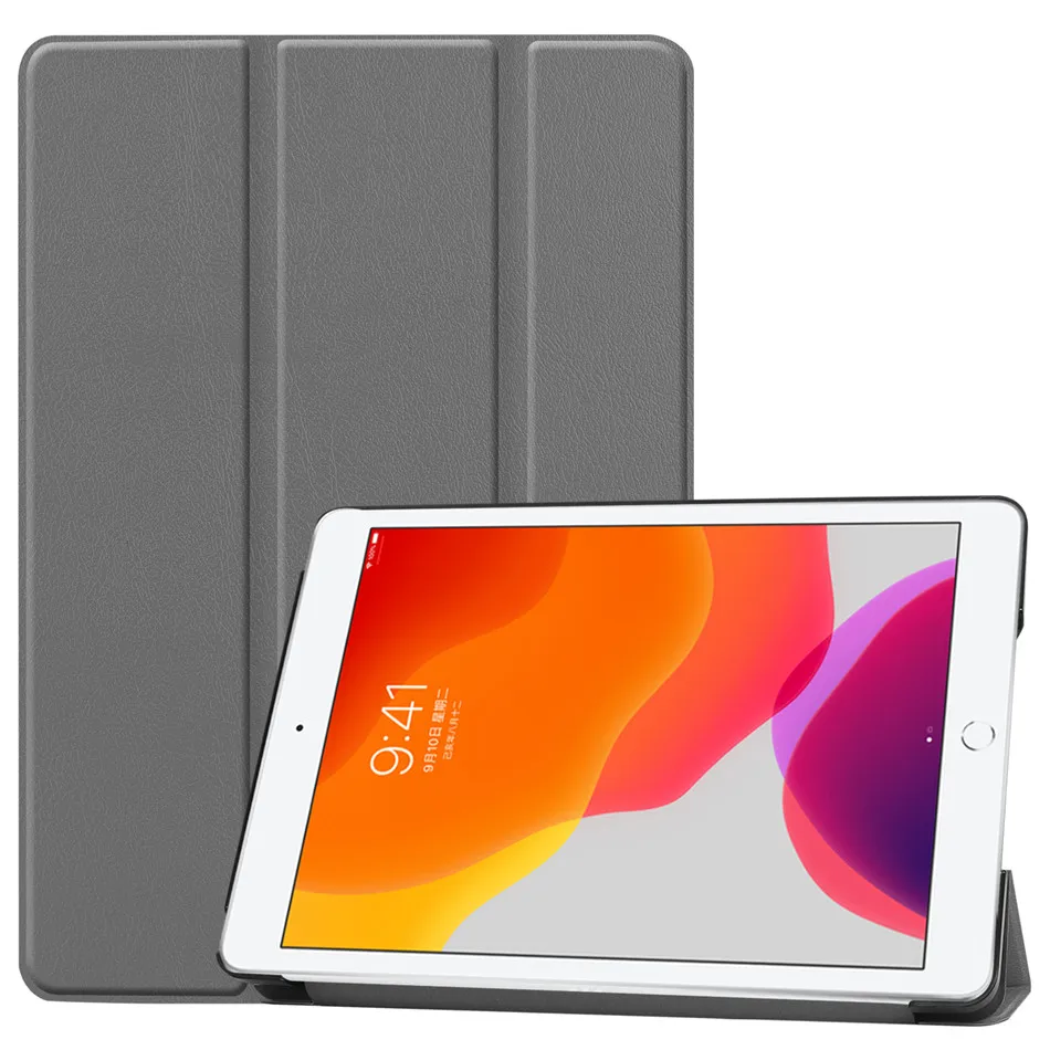 Серый Для iPad 10,2 чехол для Apple iPad 7-го поколения A2200 A2198 A2232 смарт-чехол магнитный складной Стенд оболочка+ пленка+ ручка - Цвет: Серый
