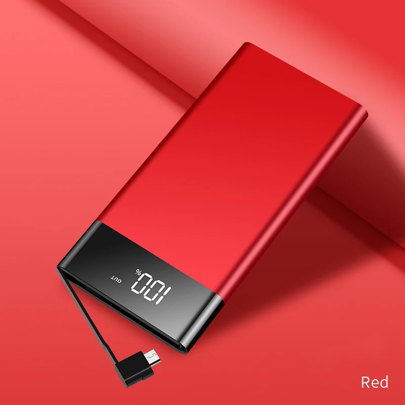 10000 мАч Внешний аккумулятор 2.1A с кабелем Внешняя батарея forSamsungMI USB Type C зарядным