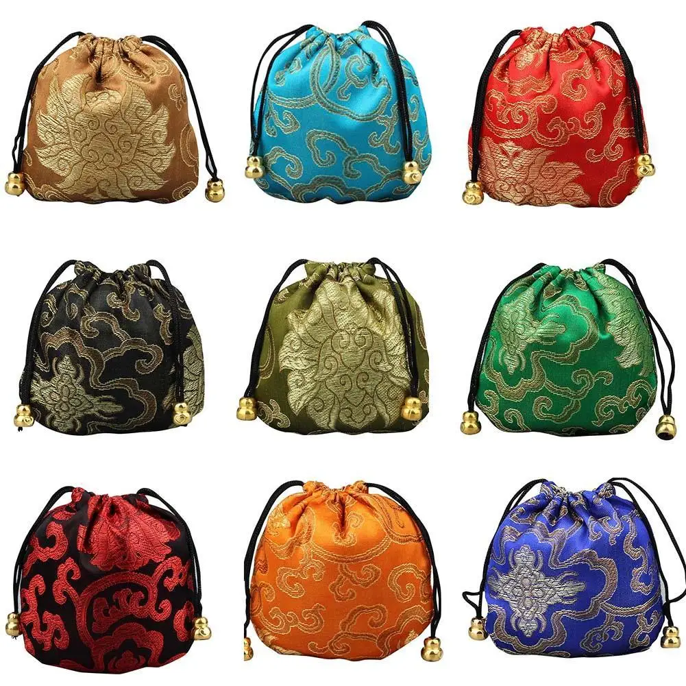 HOT SALES！！！Bright Color Chinese Good Lucky Bag Auspicious Cloud Design Storage Gift Pouch