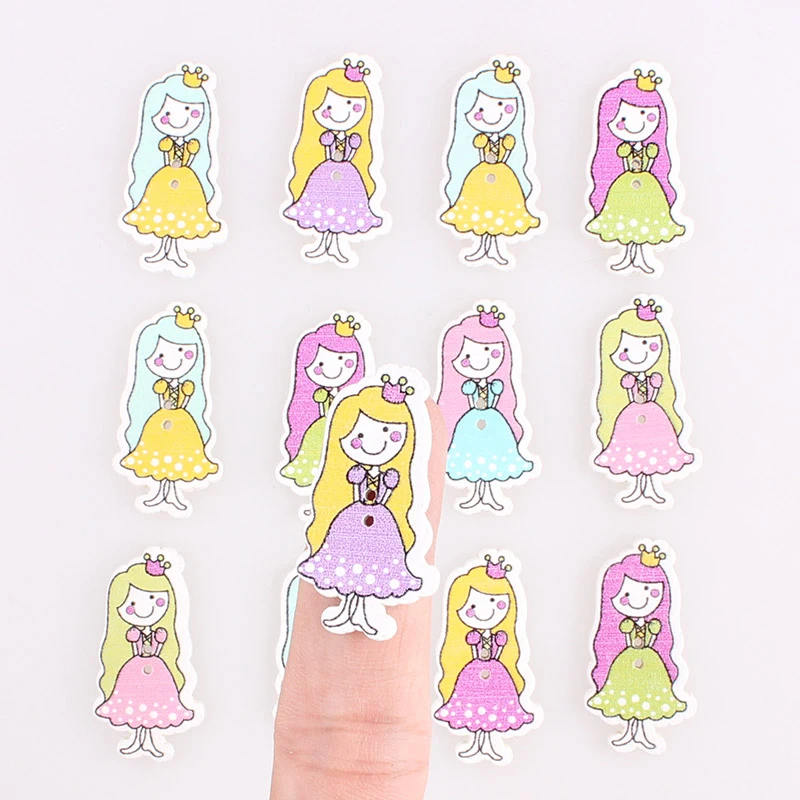 Pretty Girl 2 отверстия Деревянный смешанный пуговицы Рождество DIY Декор Детская