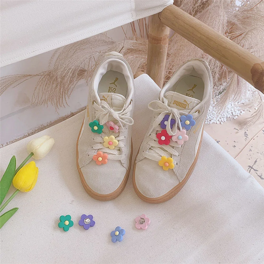 

1Pc Shoelace Sunflower Plastic Shoelaces Garden Shoe Buckle Single Sale Flowers Lace Lock DIY Sneaker Kits Metal Lace Buckle
