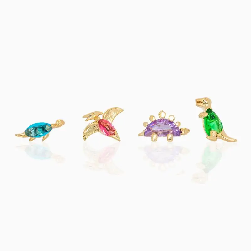 

Surflove Little Dinosaur Ear Bone Earrings Gold-plated Color Zircon Cute Forest Animal Earrings Girl Party Birthday Couple Gift