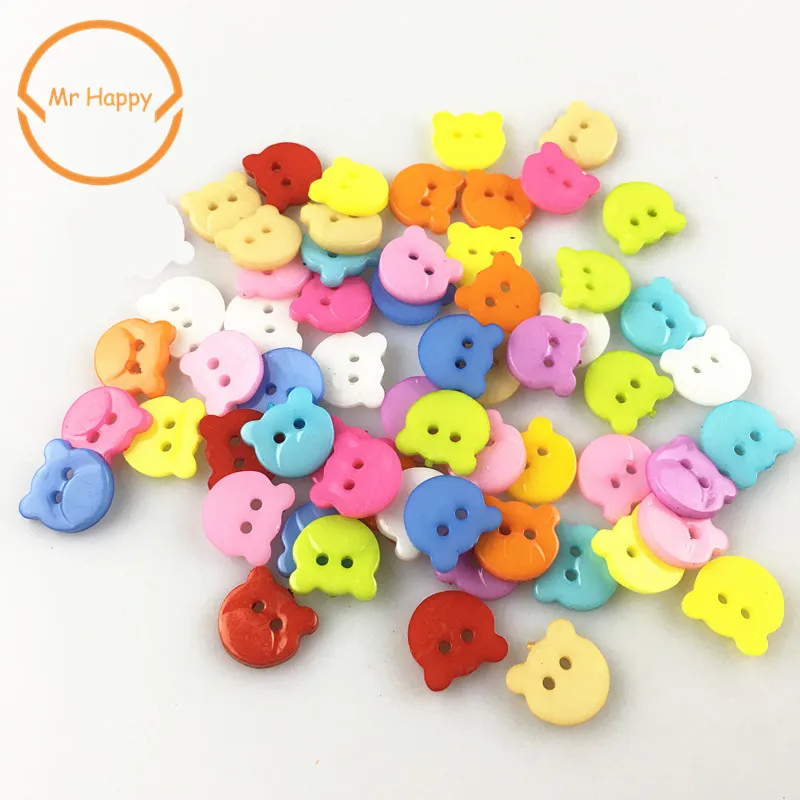 

100PCs 12mm bear Shape Mixed Colors Resin Buttons for Sewing or Scrapbooking Garment Accessories