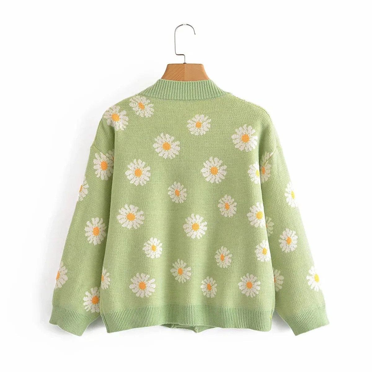 

New vintage warm cardigans for autumn winter Korean fashion Ruili women's floral pattern V-neck knitted sweater cardigan jacket