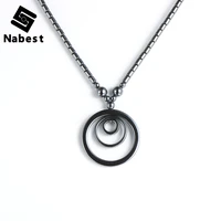 men women hematite geometric multi layer round heart dolphin pendant necklace clavicle chain natural stone choker party jewelry