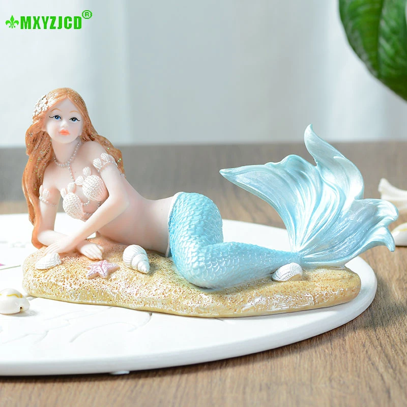 

Mediterranean Mermaid Princess Creative Home Resin Cute Decoration Living Room Ornaments Fish Tank Furnishings Children's Gifts