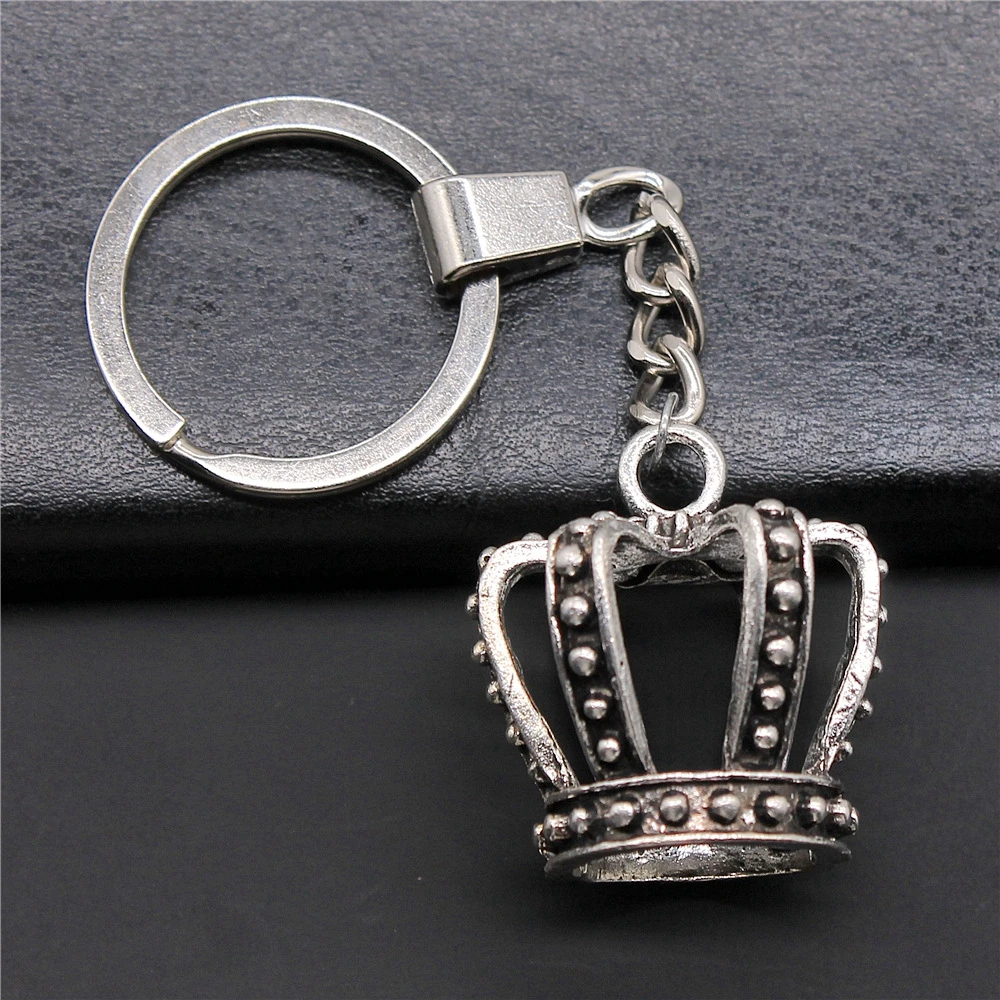 Модная Античная Серебряная цепочка для ключей 32x29x27 мм 3D Корона винтажная