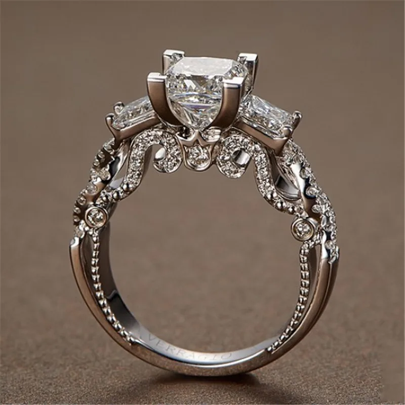 

Винтажное кольцо с бриллиантами в стиле принцессы, обручальное кольцо из стерлингового серебра 925 пробы для женщин, ювелирные изделия для свадебвечерние