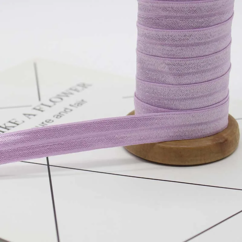 LtPurple434 50 ярдов Meetee 15 мм полиэфирная одноцветная эластичная лента нейлоновая тесьма DIY Edge band Йога пояс резинка аксессуары для волос RC324 - Цвет: LtPurple434