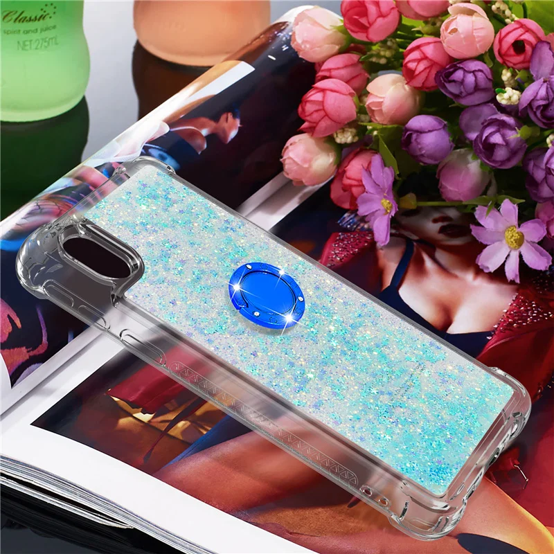 

Finger Ring Phone Case For Samsung Galaxy A01 Core A02 M02 A32 5G A02S A12 Cases Silicone Glitter Liquid Holder Back Cover Capa