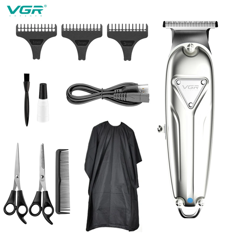 

VGR Electric Home Hair Clipper Full Metal Electric Clipper Charging/power Dual-purpose Trimming and Engraving Fader