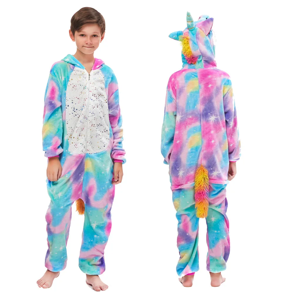 

Boy Girl Stitch Unicorn Pajamas Onesie Kids Kigurumi Anime Pijama Winter Warm Children Nightie Unicornio Sleepwear Overalls