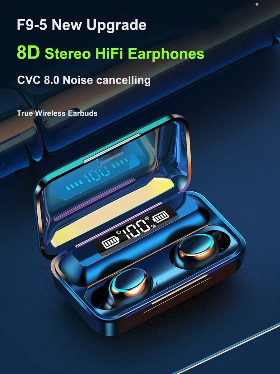 9D стерео Bluetooth наушники TWS 5,0 беспроводные наушники CVC8.0 Bluetooth IPX7 водонепроницаемый светодиодный дисплей с мАч чехол для xiaomi