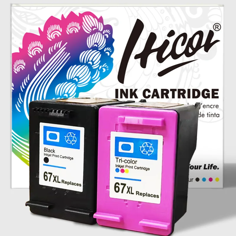 

Hicor Remanufactured Ink Cartridge Replacement for HP 67 67XL for DeskJet 2732 2755 6052 6058 6075 4152 4155 4158