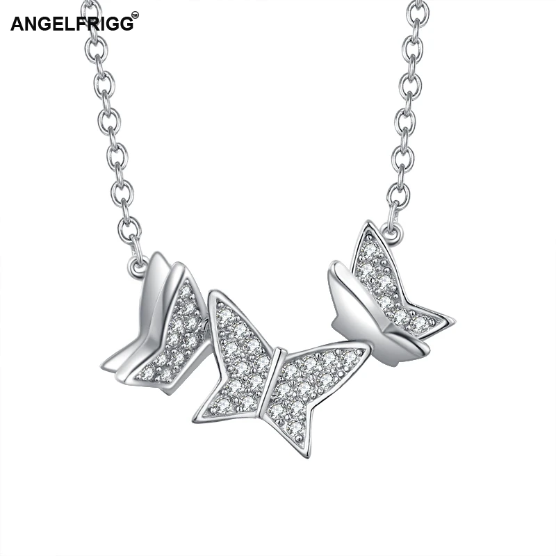 ANGELFRIGG Новое поступление 100% Серебро 925 пробы ожерелье кулон с кристаллом