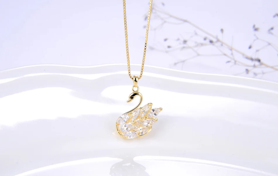 ORSA JEWELS 925 ожерелье с подвеской в виде лебедя для женщин из стерлингового серебра АААА Циркон классические милые вечерние ювелирные изделия для помолвки SN177