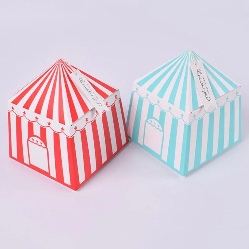 

Креативная цирковая палатка, 50 шт., мультяшная Подарочная коробка для дома вечерние, коробка для конфет, складная бумажная маленькая подаро...