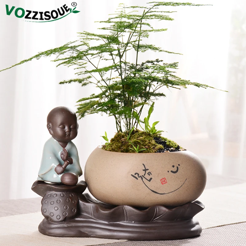 Поглощающие Горшки Бонсай креативные китайские лотосы маленький монах