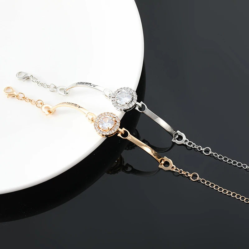 

New bracelets for Women Bangles Gold Color Simple Elegant Shinning Rhinestone Bracelet Female Jewelry