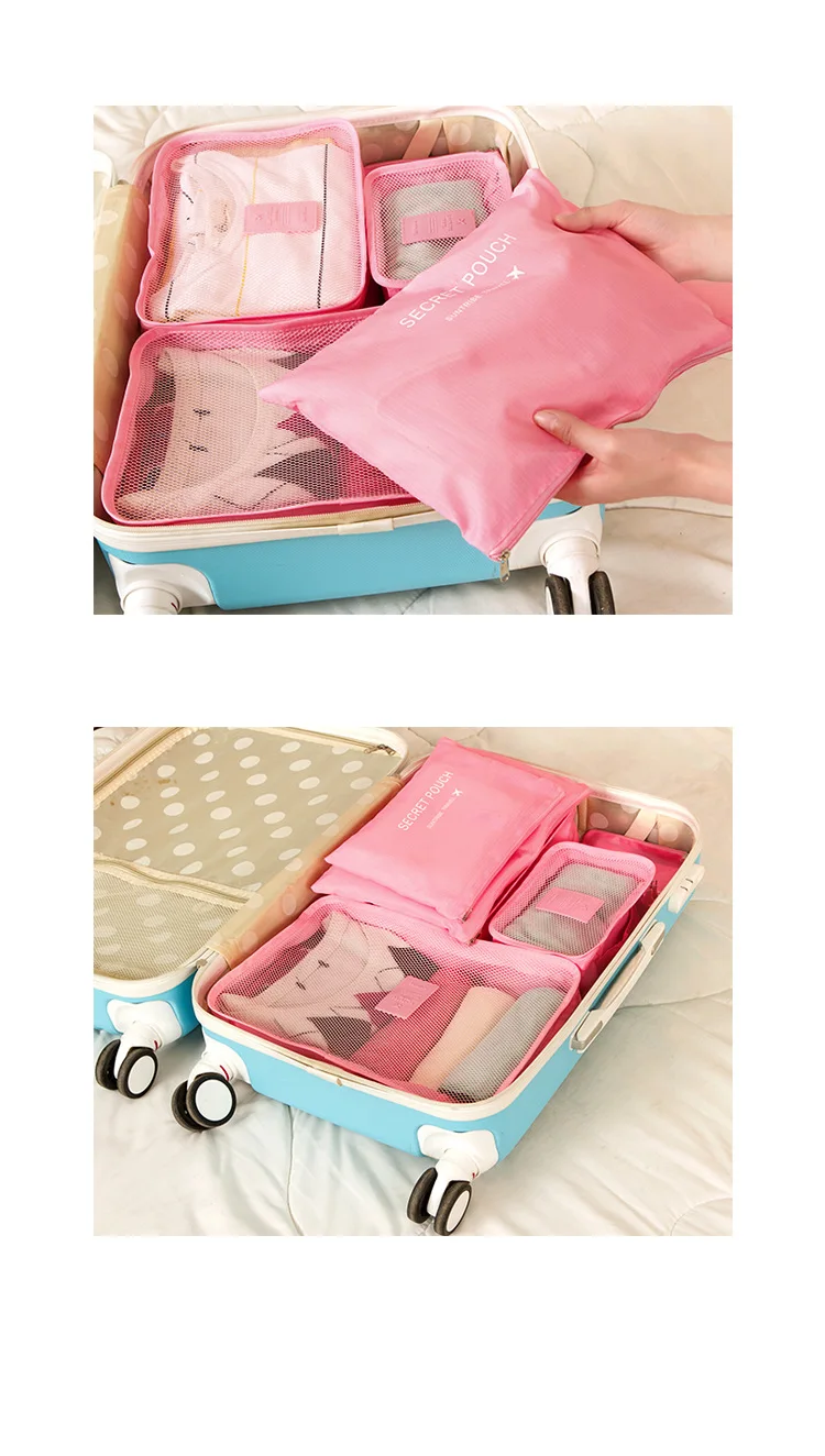 Travel 6Pcs Set Accessories suitcase organizer Clothes Storage Waterproof Bag Luggage Portable Organizer Packing Cube