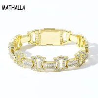 mathalla new 13mm cuban chain bracelet high quality ice out pav%c3%a9 cubic zirconia hip hop fashion gift jewelry