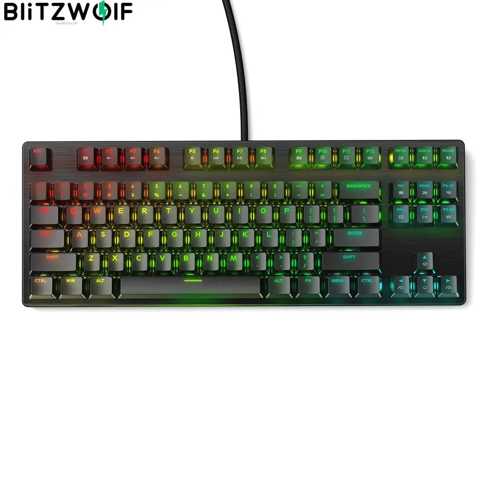 BlitzWolf BW-KB2 Mechanical Keyboard 87 Keys Wired Keyboard Gateron Optical Switch Hot Swappable RGB NKRO Type-C Gaming Keyboard