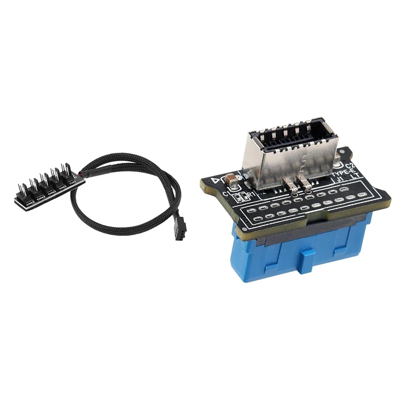 

Computer Mainboard USB 3.0 Front 19PIN To 3.1 Type-C Front Panel Header With Computer Case Fan Hub