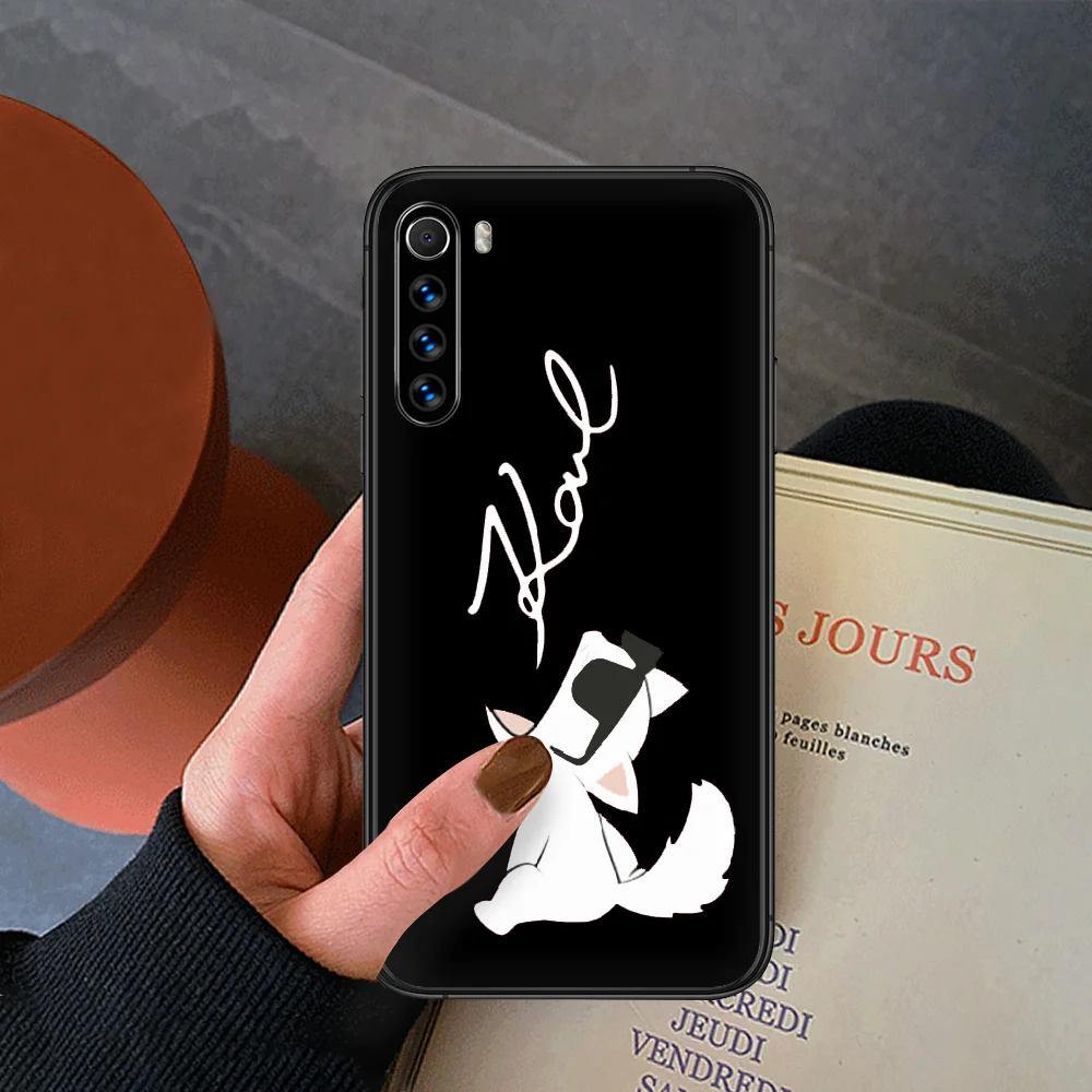 

Famous karls Bling Cute Phone Case For Xiaomi Redmi Note 7 8 8T 9 9S 4X 7 7A 9A K30 Pro Ultra black Cell Trend Back Pretty Prime