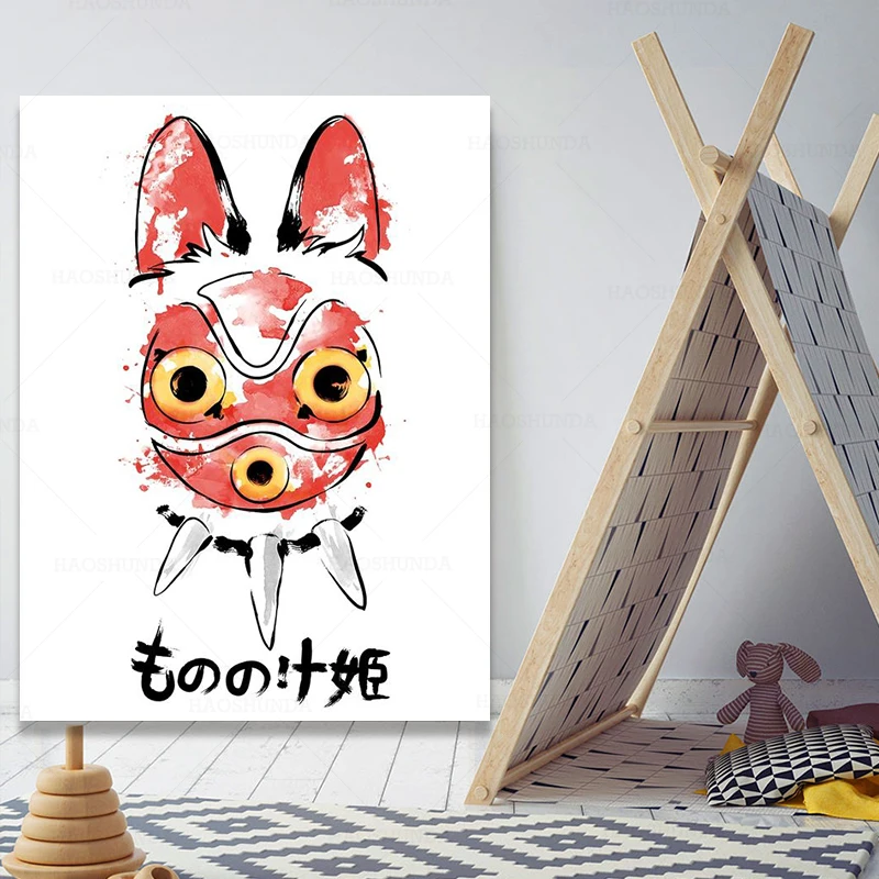 Студия Ghibli принцесса mononoke маска аниме постер холст настенные художественные