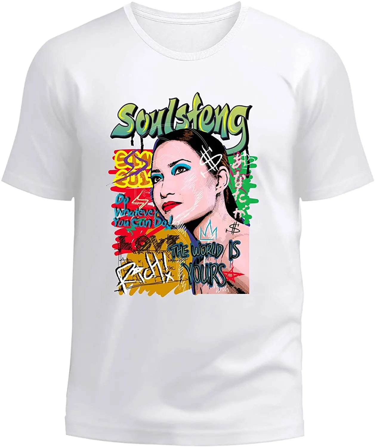 

Мужские футболки с графическим принтом Soulsfeng, Мужская Уличная одежда, графическая футболка, модная женская футболка с граффити/Мир ваш