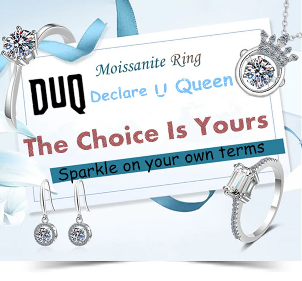 

DUQ S925 Silver With Luxurious Moissanite Round Wedding Rings For Women Luxury Proposal Engagement Ring Birthday Gifts Anillo