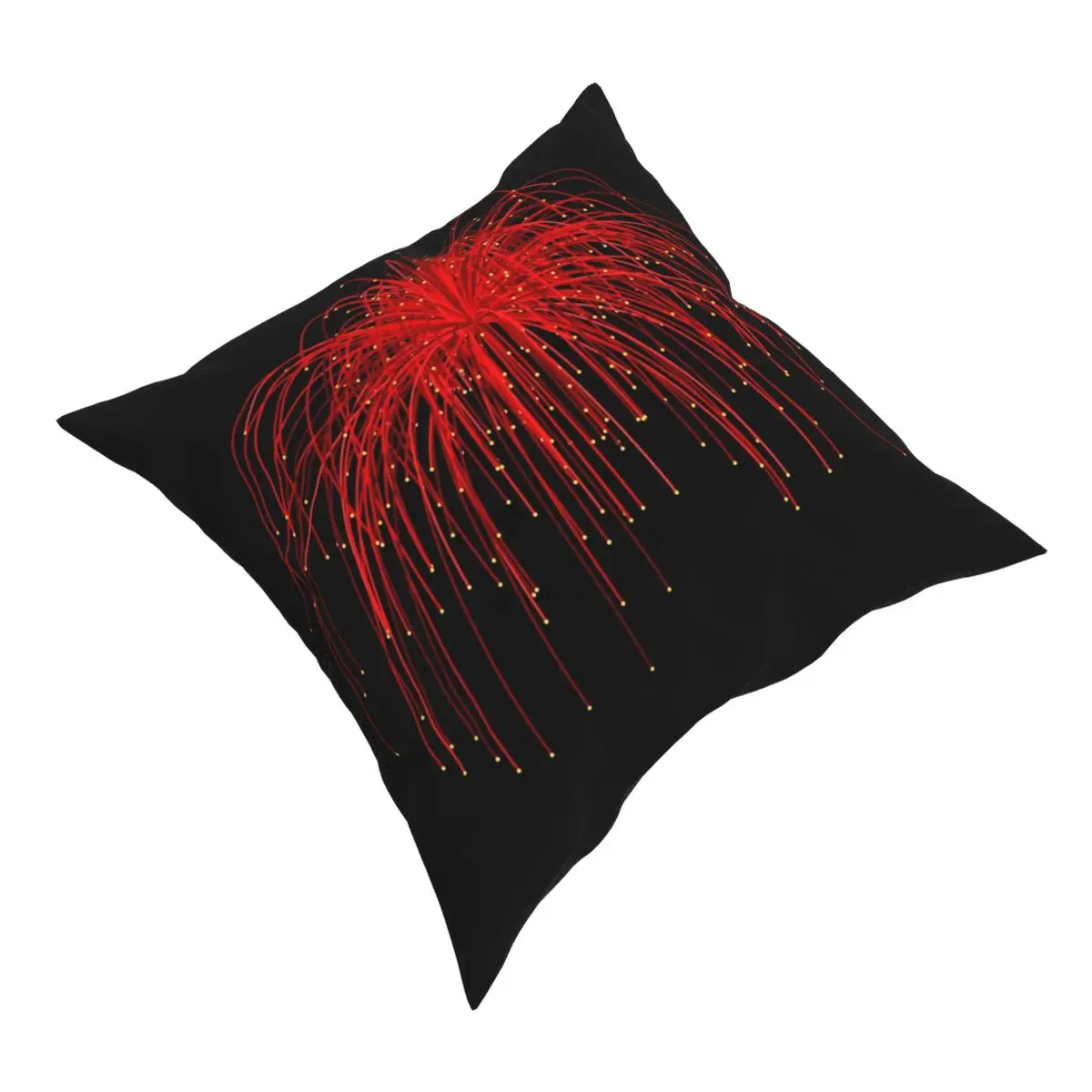 Чехол для подушки с фейерверком красный креативный на молнии декоративный чехол