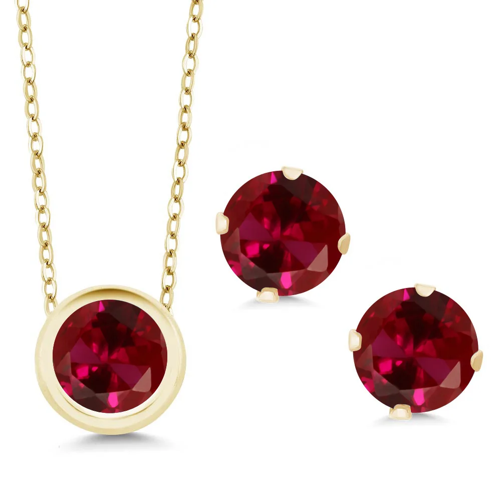Серьги GemStoneKing круглые красные серьги с подвеской 14 к из желтого золота 6 мм 3 00