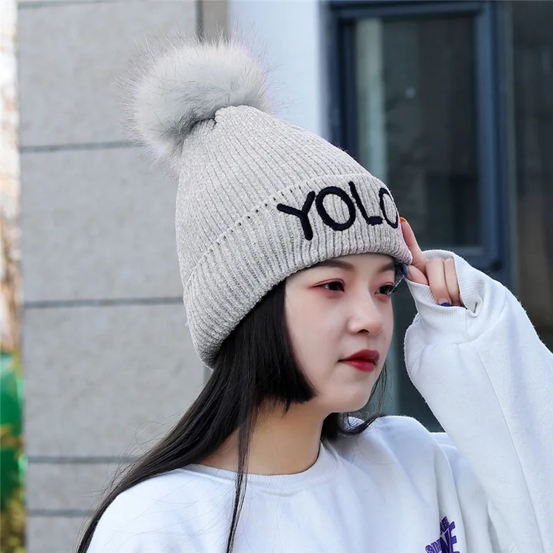 Модная женская теплая однотонная плотная Мягкая шерстяная шапка полосатая