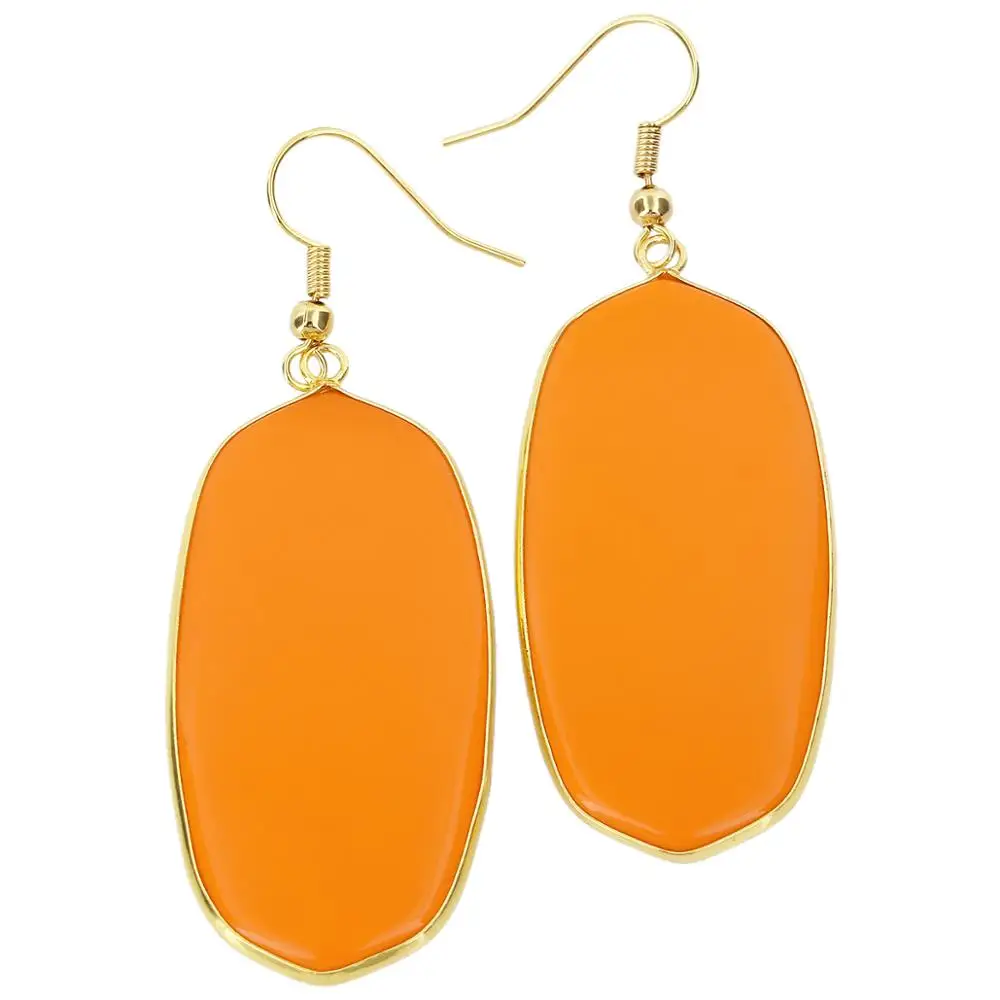 Orange Crystal Glass TUMBEELLUWA женские каменные хрустальные висячие серьги Овальные, Исцеляющие чакры - Окраска металла: Orange Crystal Glass