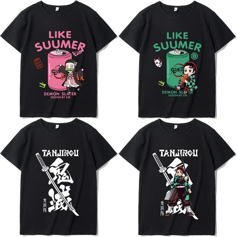 

Cartoon T Shirt Demon Slayer Funny Kimetsu No Yaiba Printing Graphic Cotton Short Sleeve Hip Hop Top Tees Unisex Casual Gift