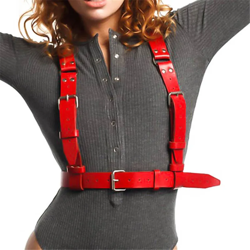 Женская кожаная портупея сексуальный красный пояс для чулок нижнее белье