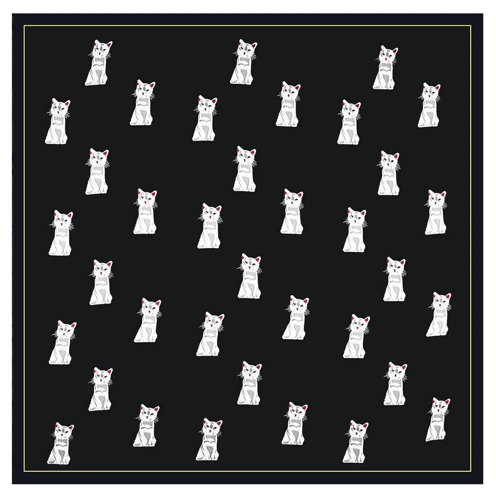 

Square Kitten animal Silk Neck Scarf for Women Fashion Print Foulard Lady Hair Scarves Accessories Bandana Shawls Wraps 2020 New