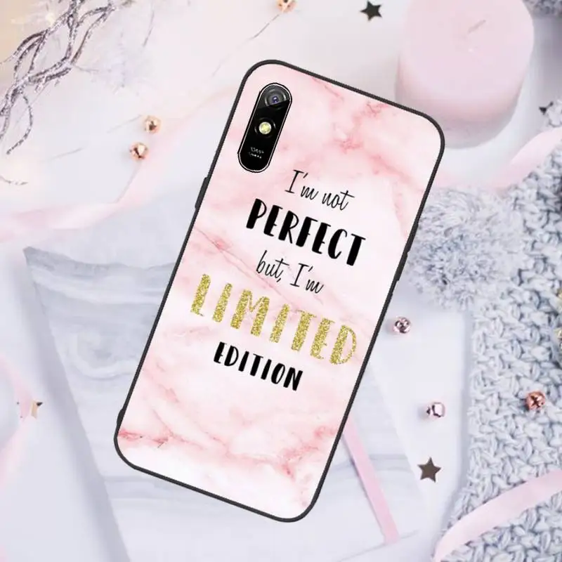 

Pink marble text Phone Case For Xiaomi Mi Redmi Note 7 8 9 pro 8T 9T 9S 9A 10 Lite pro